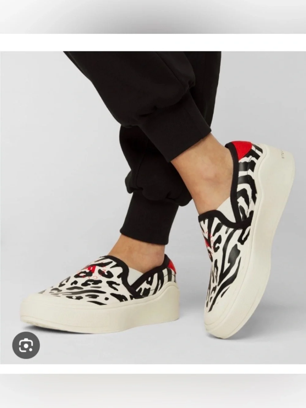 Adidas Stella McCartney Court Animal Print Slip On Shoes Women 10.5 Platform NWT - Picture 2 of 16